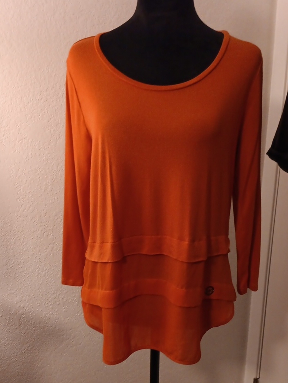 MICHAEL Michael Kors Orange Layered Hem Long Sleeve Tee